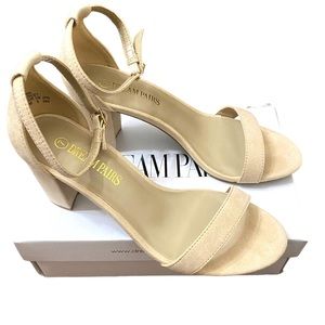 Dreampairs Women's Chunky High Heel Platform Pump Sandals Beige Size 7